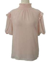 Tommy Hilfiger Short Sleeve Chiffon Ruffle Blouse Womens Size Medium M Softcore