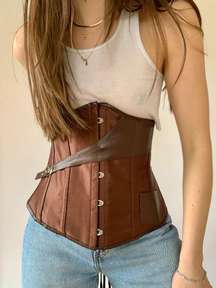 Brown underbust under boob corset with mini pocket (Size S/M) 
