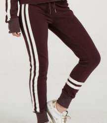 n:PHILANTHROPY Joggers Matador Sweat Pants Striped Burgundy Wine NWT, Size XS