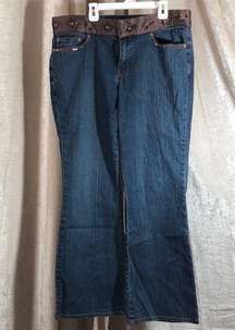 New York & Company Satin & Sequin Embellished Bootcut Jeans Size 14