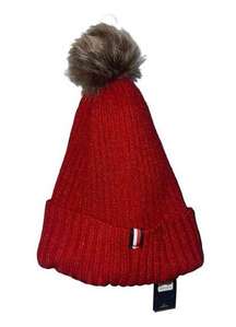 NWT Tommy Hilfiger Knit PomPom Hat, Red