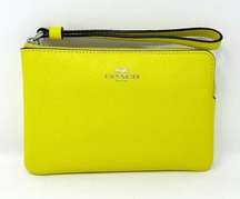 Coach Corner Zip Wristlet in Bright Yellow Leather 58032