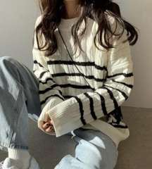 Black And White Stripes Sweater.