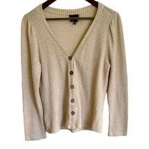 W5 light tan Boho waffle knit V-neck button front cardigan, women, XL