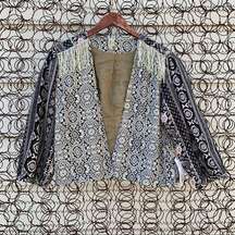 Gimmicks by BKE western fringe open front jacket