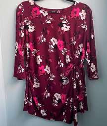 ALFANI Floral 3/4 Sleeve Blouse Size Large