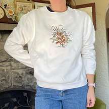 Vintage Crewneck Fall Flora Embroidery sweatshirt
