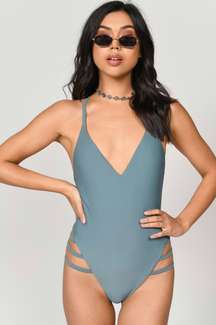 My Beloved Blue Strappy High Cut Monokini One-Piece Swimsuit