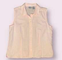 G.H. Bass & Co. Sleeveless Blended Linen Button Down Collar Shirt - size large