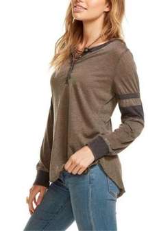 Blocked Jersey Henley Shirt 