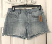 Shortie High-Rise Jean Shorts Juniors Size 7 Light Wash Denim