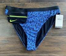 Party Dots Blue High Waist Bikini Bottom Swim Women’s LARGE Blue Black NWT