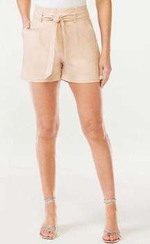 SOFIA VERGARA Faux Leather Shorts High Rise Size 16 Womens Beige  New
