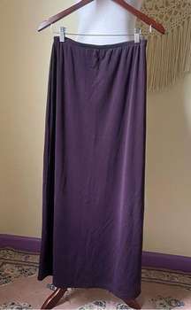 Vintage 90s Central Park West Maxi Skirt Elastic Waist Side Split Solid Purple M