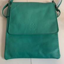 VERA PELLE TEAL COLOR ITALIAN LEATHER CROSSBODY WITH ADJUSTABLE STRAP