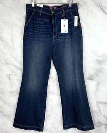 NWT Gloria Vanderbilt Flare Trouser High Waisted Denim Jeans Dark Wash Boho 14