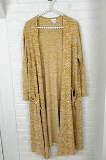 Lularoe Yellow Heather Long Maxi Duster Cardigan Sweater Size M