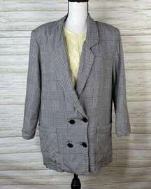 VTG vintage lightweight rayon houndstooth oversized academia classic blazer