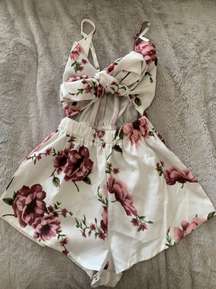 Tie Front Floral Romper