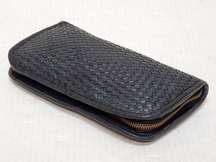 Designer Italian Vera Pelle Wallet Black Woven Style