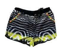 New Line & Dot Neon Zebra Lined Running Style Shorts Beading Size Medium NWT