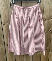 Vintage Oleg Cassini Knee Length Striped Lightweight A-line Skirt