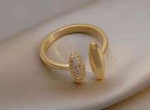 18K Gold Plated Adjustable Open Ring for Women, Statement Ring