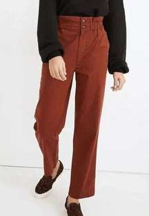 Madewell Paperbag Tapered Pants Size 10 Burnt Orange High Waist Chino Work