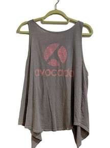 Avocado Grey Split Back Work Out Tank Top Sz L