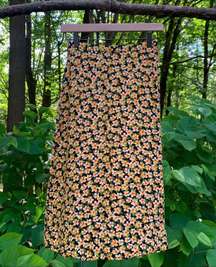 Vintage  Boho Floral Print Flowy Midis Skirt