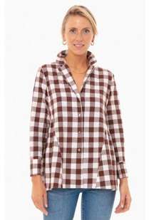 Tuckernuck Pomander Place Saddle Brown Gingham Scarlett Button Down Blouse