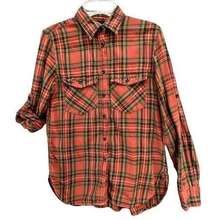 Denim & Supply Ralph Lauren Surplus Womens Flannel Shirt XS Red Plaid Button Up