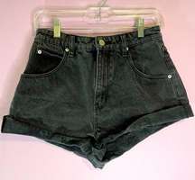 Rolla's Mirage Black Denim Jean Shorts High Rise Loose Fit Size 26