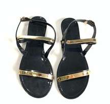 Black and Gold Jelly Sandals size 36