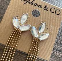 Stephan & Co Rhinestone and gold ball drop earrings