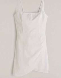 White Squareneck Wrap Mini Dress Size: Large