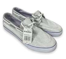 Austin Trading Co Womens Shoes Size 5 Silver Top Siders Boat Sparkly NEW