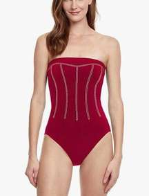 New! Gottex Splendid Bandeau One Piece Swimsuit - Strapless Red