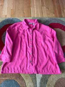 Chico’s Design Barbie Pink Faux Suede Button Down Shirt Lightweight Shacket 3