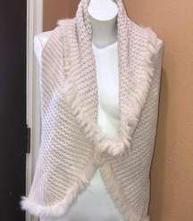 Love token beige knit sleeveless cardigan