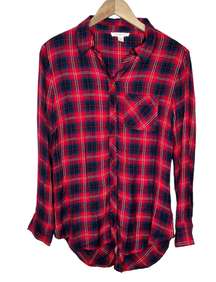 red plaid flannel t-shirt dress size XS