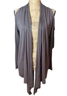 Chatoyant - Charcoal Grey Cold Shoulder Cardigan