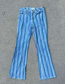 Shyanne Cowgirl Western Railroad Stripe Blue Bell Flare Jeans Size 29