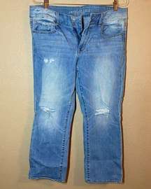 American Eagle Artist Crop Jeans Womens Size 14 light Blue Denim Stretch