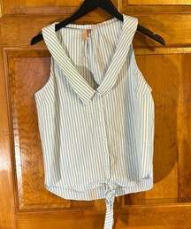 Pilcro by Anthropologie Women’s Stripe Sleeveless Button up W/Tie Front Med-EUC
