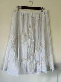 Metro Wear womens white maxi skirt size 1X pull on embroidered lined