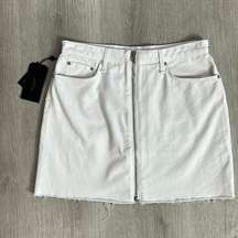 nwd // rag & bone “anna” denim full zip mini skirt w1b190628wht