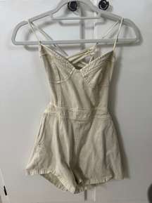 Cream Denim Romper