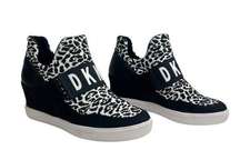 DKNY Cosmos Black & White Animal Print Hidden Wedge Sneakers