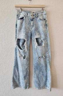 Uniq by Litz Distresed Wide Leg Boyfriend Jeans size 26